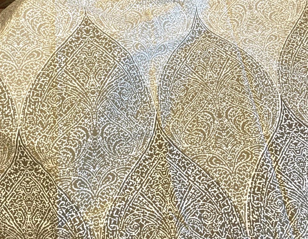 Cynthia Rowley Cotton Blend Shower Curtain Floral Lattice Trellis 72" x 72" Tans